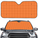Orange Tattersall Pattern Print Car Windshield Sun Shade
