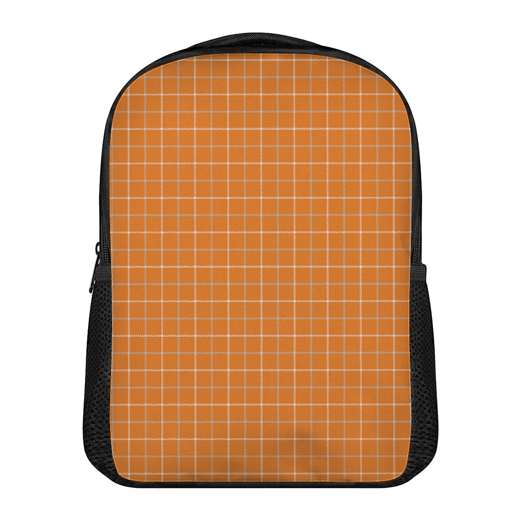 Orange Tattersall Pattern Print Casual Backpack