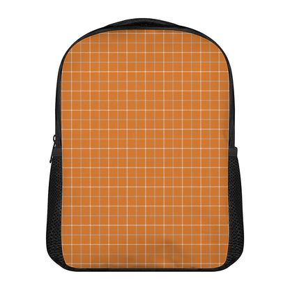 Orange Tattersall Pattern Print Casual Backpack