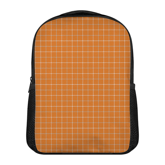 Orange Tattersall Pattern Print Casual Backpack