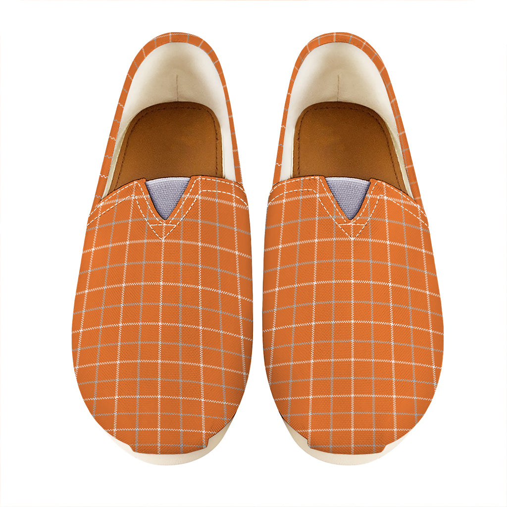 Orange Tattersall Pattern Print Casual Shoes