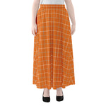 Orange Tattersall Pattern Print Chiffon Maxi Skirt