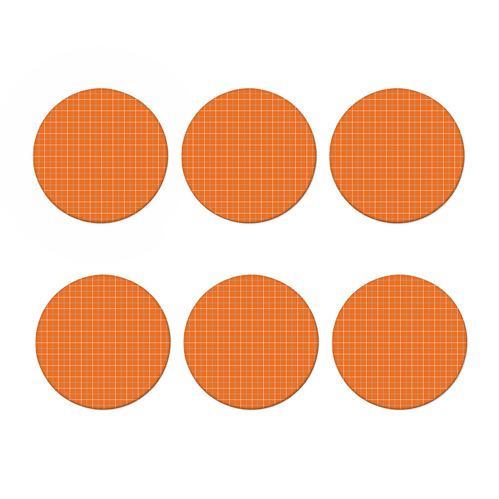 Orange Tattersall Pattern Print Coaster Set