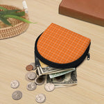 Orange Tattersall Pattern Print Coin Purse