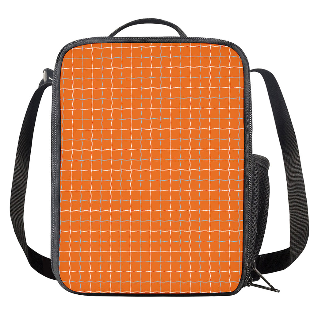 Orange Tattersall Pattern Print Crossbody Lunch Bag