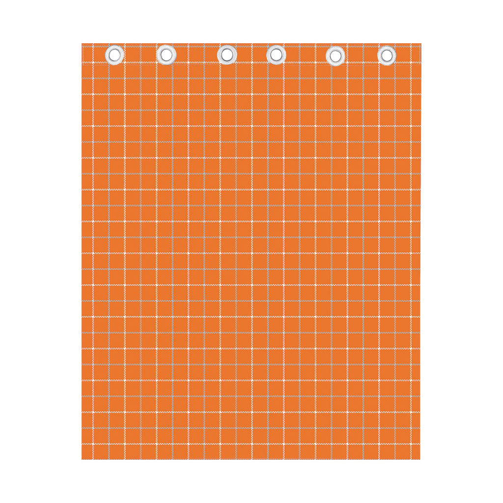 Orange Tattersall Pattern Print Curtain