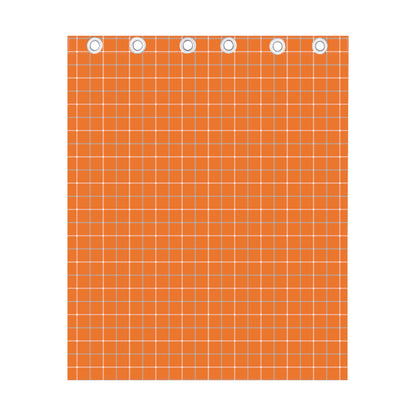 Orange Tattersall Pattern Print Curtain