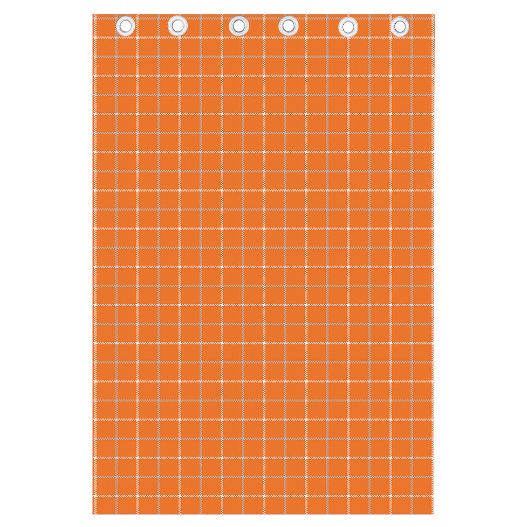 Orange Tattersall Pattern Print Curtain