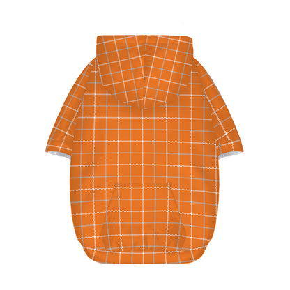 Orange Tattersall Pattern Print Dog Zip Up Hoodie