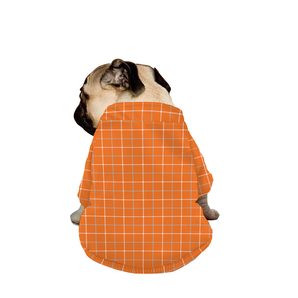 Orange Tattersall Pattern Print Dog Zip Up Jacket