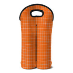 Orange Tattersall Pattern Print Double Neoprene Wine Tote
