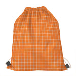 Orange Tattersall Pattern Print Drawstring Bag
