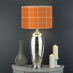 Orange Tattersall Pattern Print Drum Lamp Shade