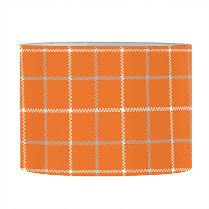 Orange Tattersall Pattern Print Drum Lamp Shade