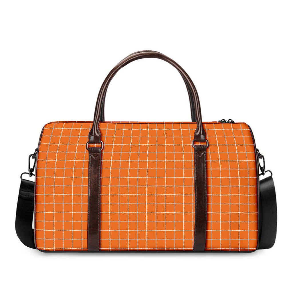 Orange Tattersall Pattern Print Duffle Bag