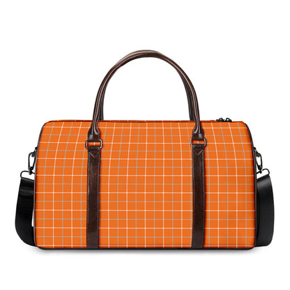 Orange Tattersall Pattern Print Duffle Bag