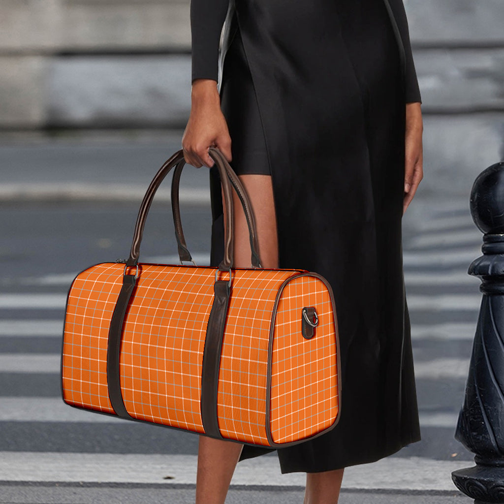 Orange Tattersall Pattern Print Duffle Bag