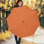 Orange Tattersall Pattern Print Foldable Umbrella