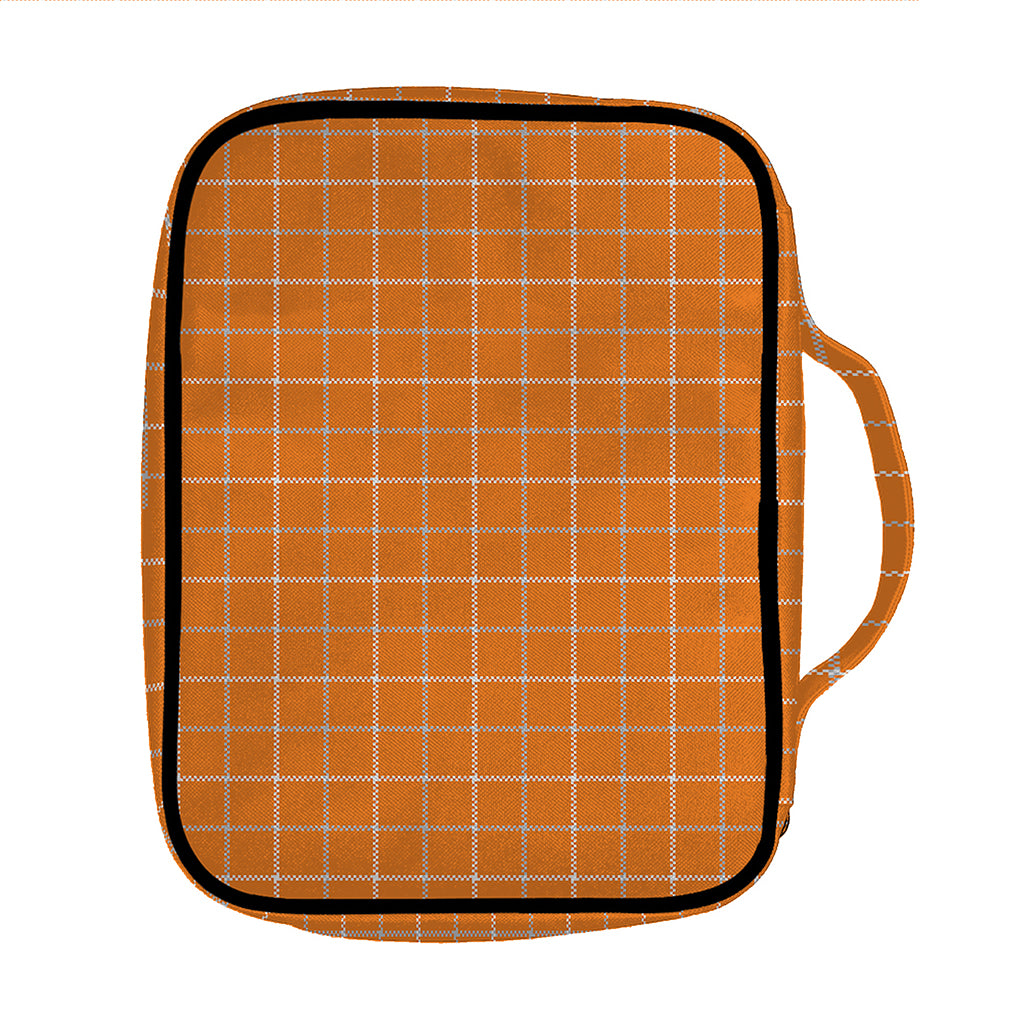 Orange Tattersall Pattern Print Front Pocket Bible Bag