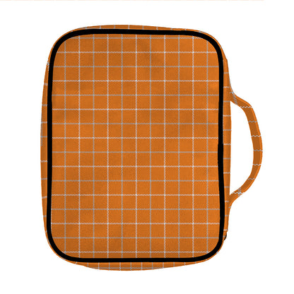 Orange Tattersall Pattern Print Front Pocket Bible Bag