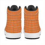 Orange Tattersall Pattern Print High Top Leather Sneakers