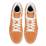 Orange Tattersall Pattern Print High Top Leather Sneakers