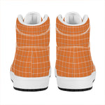 Orange Tattersall Pattern Print High Top Leather Sneakers