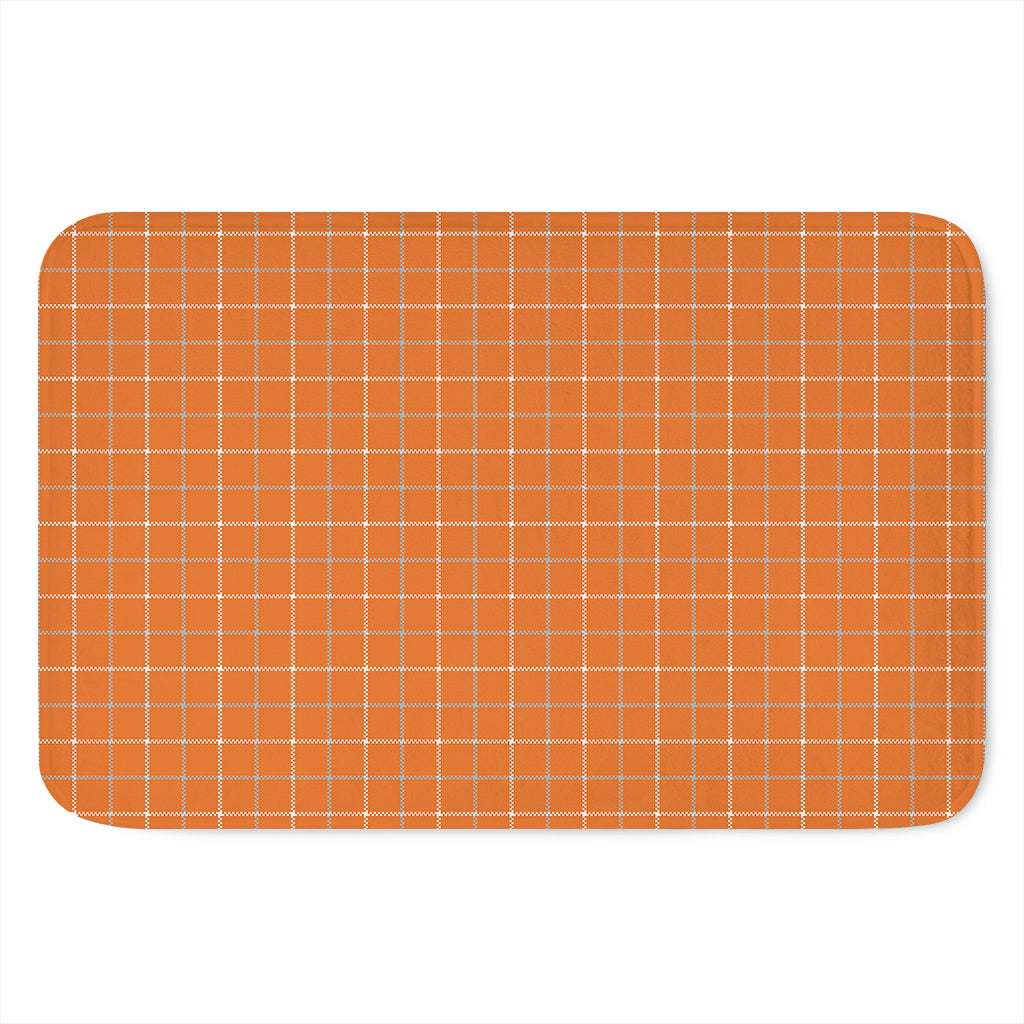 Orange Tattersall Pattern Print Indoor Door Mat