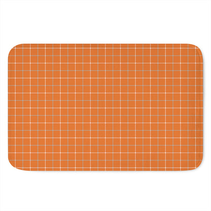 Orange Tattersall Pattern Print Indoor Door Mat