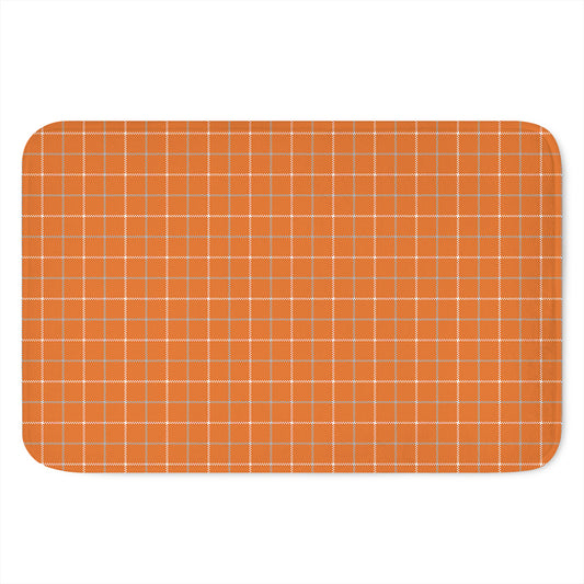 Orange Tattersall Pattern Print Indoor Door Mat