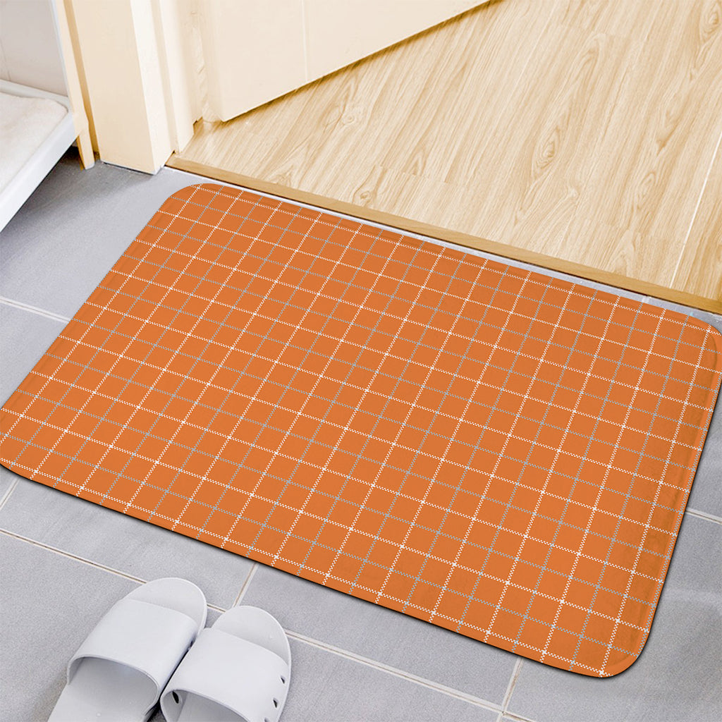 Orange Tattersall Pattern Print Indoor Door Mat