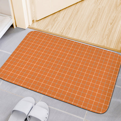 Orange Tattersall Pattern Print Indoor Door Mat