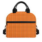 Orange Tattersall Pattern Print Insulated Lunch Bag