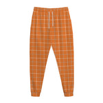 Orange Tattersall Pattern Print Jogger Pants