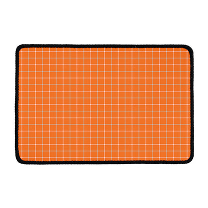 Orange Tattersall Pattern Print Kitchen Mat