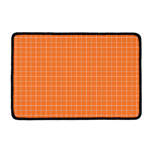Orange Tattersall Pattern Print Kitchen Mat