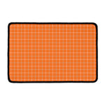 Orange Tattersall Pattern Print Kitchen Mat