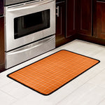 Orange Tattersall Pattern Print Kitchen Mat