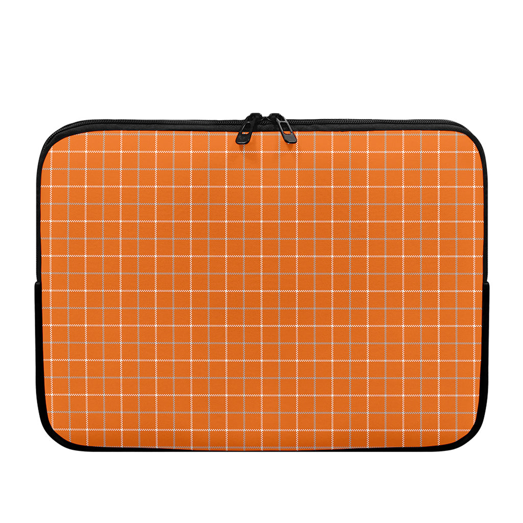 Orange Tattersall Pattern Print Laptop Sleeve