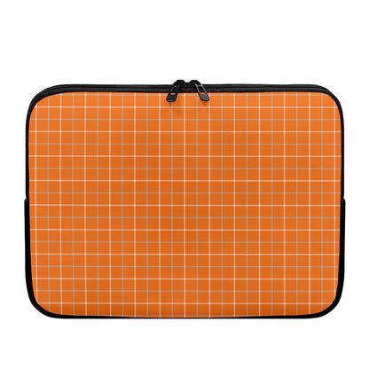 Orange Tattersall Pattern Print Laptop Sleeve