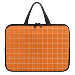 Orange Tattersall Pattern Print Laptop Sleeve With Handle
