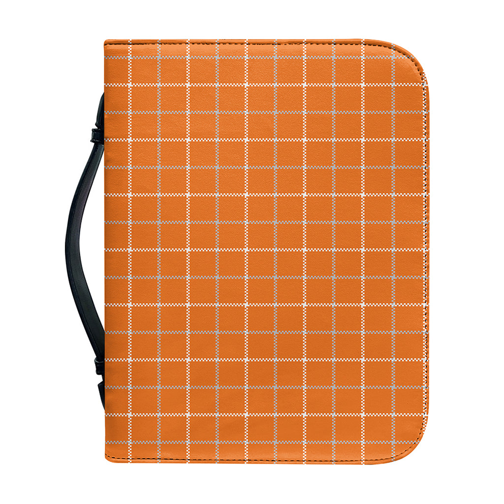 Orange Tattersall Pattern Print Leather Bible Cover