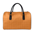 Orange Tattersall Pattern Print Leather Duffel Bag