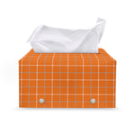 Orange Tattersall Pattern Print Leather Tissue Box Cover