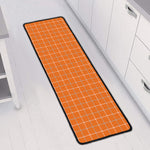 Orange Tattersall Pattern Print Long Kitchen Mat