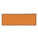 Orange Tattersall Pattern Print Long Kitchen Mat