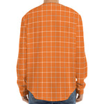 Orange Tattersall Pattern Print Long Sleeve Baseball Jersey