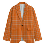 Orange Tattersall Pattern Print Men's Blazer