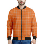 Orange Tattersall Pattern Print Men's Bomber Jacket