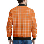 Orange Tattersall Pattern Print Men's Bomber Jacket